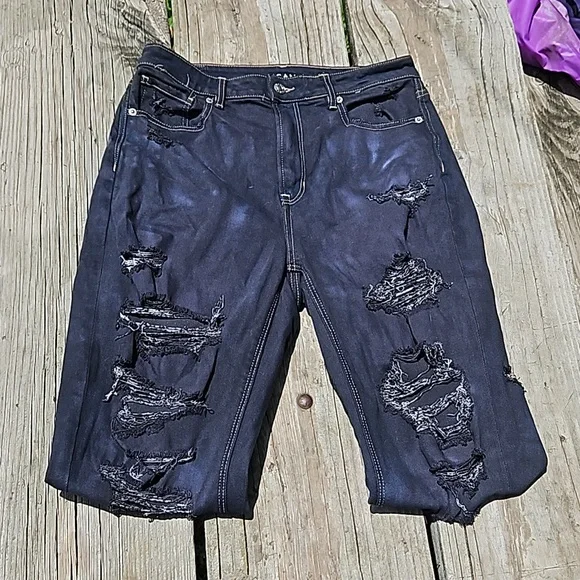 American Eagle Faded Black Stretch Mom Jeans - Picture 1 of 8